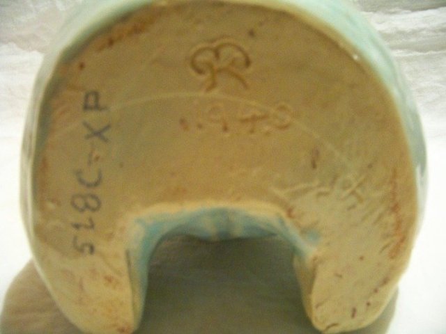 Blue Pottery Vase or Jug Signed