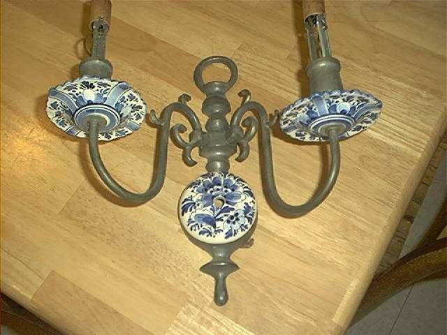 Electric Wall Sconce Blue and White