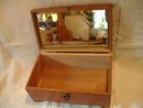 Vintage Cedar Box with Lock Key and Mirror