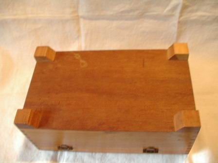 Vintage Cedar Box with Lock Key and Mirror