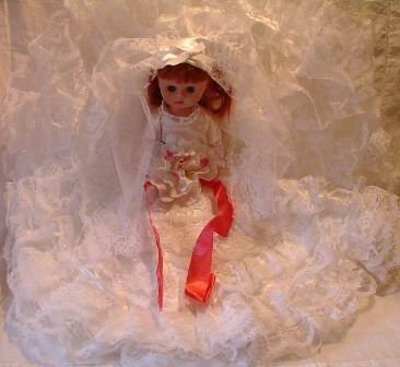Vintage Bride Doll 13 Inch Red Hair