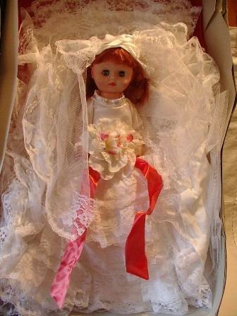 Vintage Bride Doll 13 Inch Red Hair