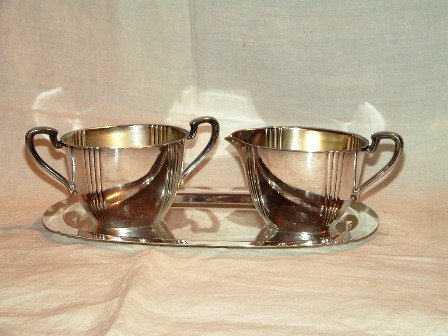 Silverplate Wm. Rogers Cream Sugar and Tray