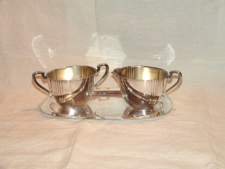 Silverplate Wm. Rogers Cream Sugar and Tray