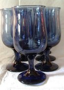 Libbey Dusky Blue in Tulip Pattern 7 Stems