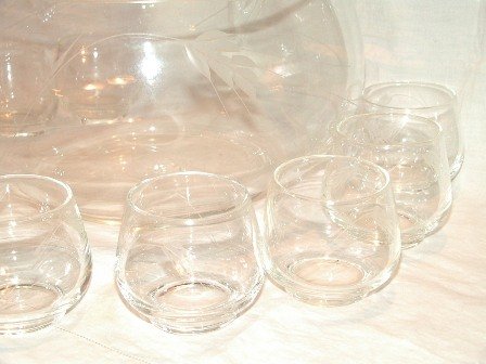 Libbey Punch Set Etched Leaves Design