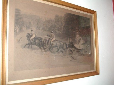 Antique Print Large Royalty Returning Home