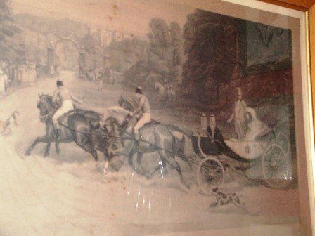 Antique Print Large Royalty Returning Home
