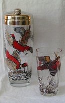 Hazel Atlas Pheasants Cocktail Shaker and Glass