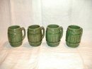Stoneware Mugs Green Six Marked 397