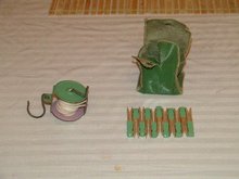 Very Old Child's Clothesline and 11 Pins