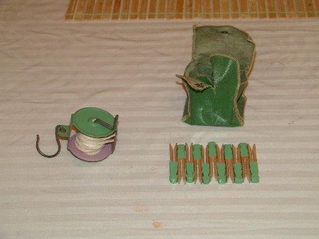 Very Old Child's Clothesline and 11 Pins