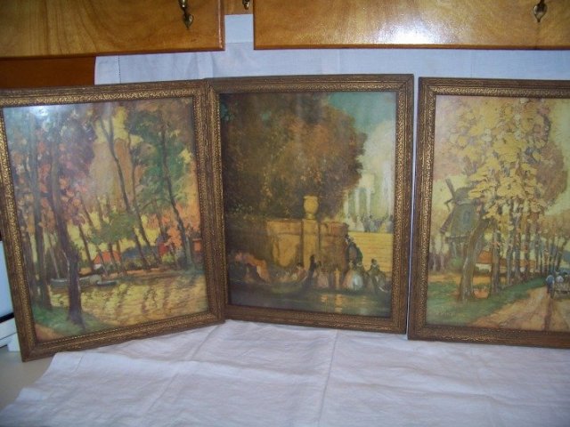 Three Old Pictures Nice Colors Gold Frames