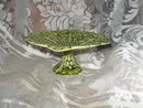 Vintage Majolica Leaf Pedestal Dish