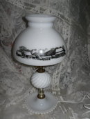 Vintage White Milk Glass Lamp w/Glass Shade