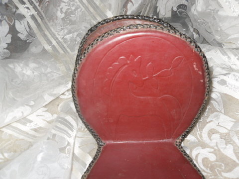 Vintage Hand Tooled Leather Horse Bookends