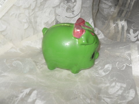 Vintage Green Piggy Bank