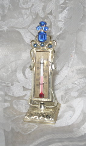 Vintage Jeweled Thermometer for Vanity or Desk