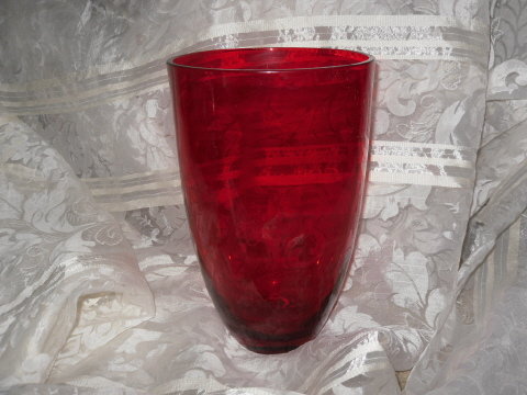 Vintage Large Red Glass Vase