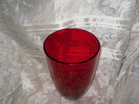 Vintage Large Red Glass Vase