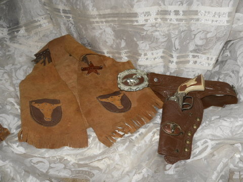 Vintage Hubley Cap Gun w/Holster & Western Leather Vest