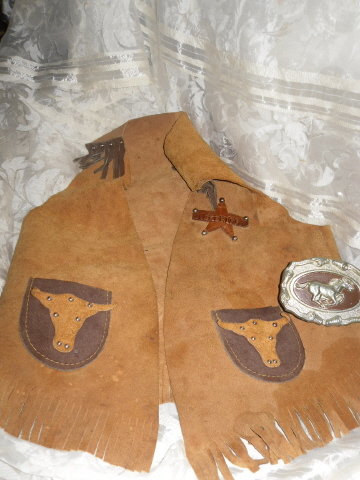 Vintage Hubley Cap Gun w/Holster & Western Leather Vest