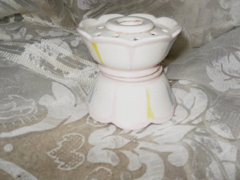 Vintage Holt Howard Candle Holders w/Flower Frog Pair