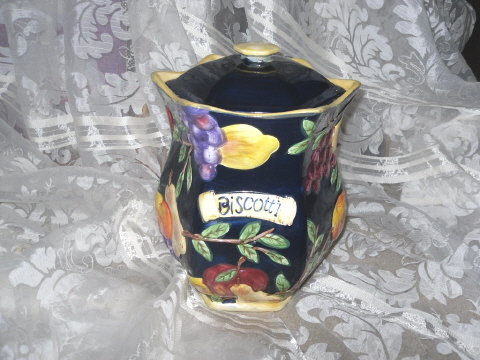 Large Cookie Jar or Biscotti Jar w/Fruit