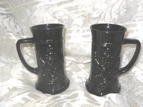 Vintage Black Amethyst Glass Tankard