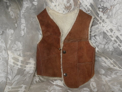 Boys Leather & Fleece Vest