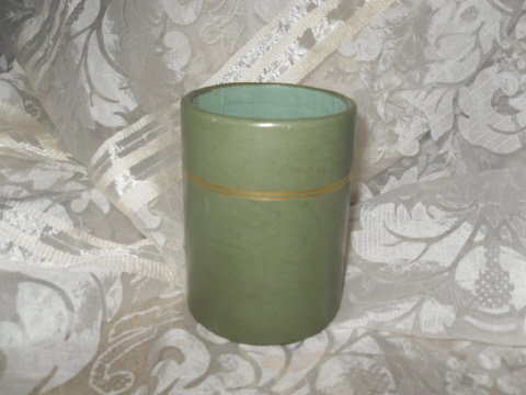 Vintage Green Leather Pencil Caddy or Pencil Holder