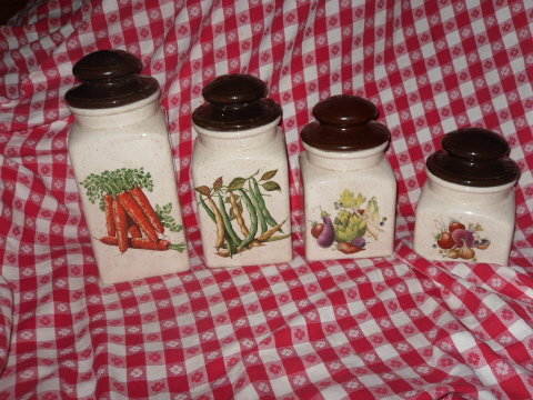 Vintage Canister Set w/Vegetables