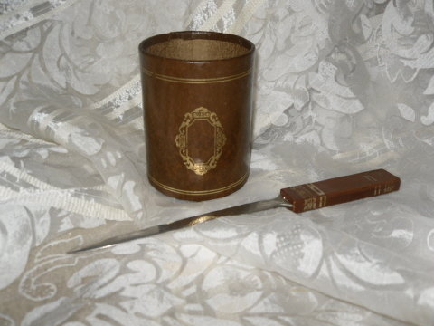 Vintage Leather Pencil Caddy & Letter Knife Opener