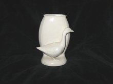 Vintage White Pottery Goose Vase Figurine **LOOK**