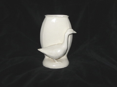 Vintage White Pottery Goose Vase Figurine **LOOK**