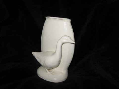 Vintage White Pottery Goose Vase Figurine **LOOK**