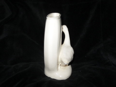 Vintage White Pottery Goose Vase Figurine **LOOK**