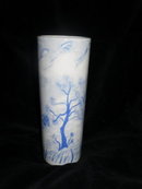 Vintage Art Pottery Blue & White Scenery Vase **Signed**