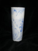 Vintage Art Pottery Blue & White Scenery Vase **Signed**