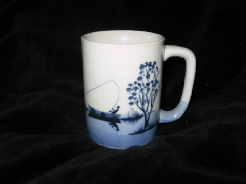 Vintage Art Pottery Fisherman Coffee Mug