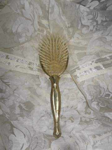 Vintage Gold Metal Hair Brush
