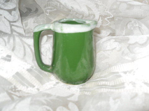 Vintage Miniature Green Pottery Pitcher