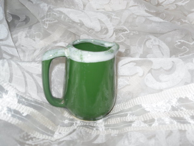 Vintage Miniature Green Pottery Pitcher