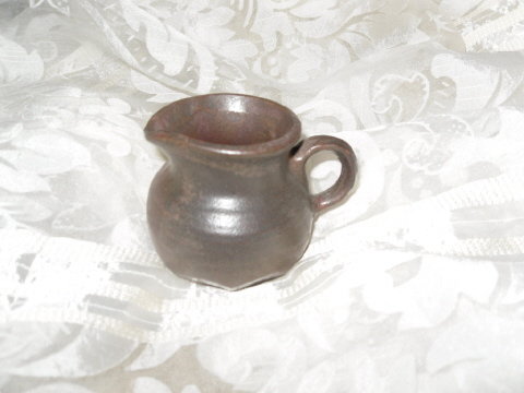 Vintage Miniature Brown Clay Pottery Pitcher