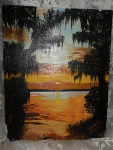 Vintage Original Sunset Painting **Signed **LOOK**