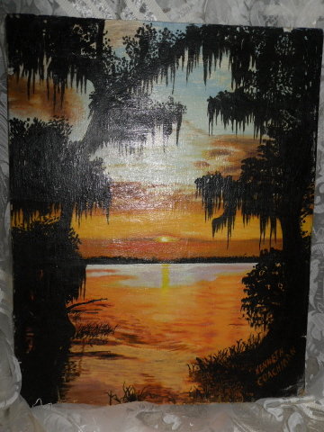 Vintage Original Sunset Painting **Signed **LOOK**