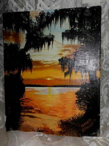 Vintage Original Sunset Painting **Signed **LOOK**