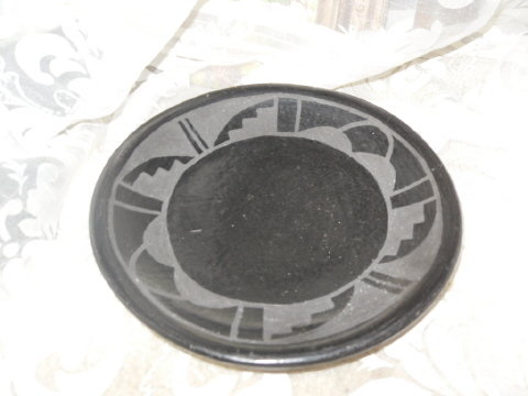 Vintage San Ildefonso Black Clay Pottery Signed Donicia Tafoya