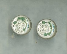 Vintage reverse Painted Glass Rose Earrings
