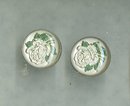 Vintage reverse Painted Glass Rose Earrings